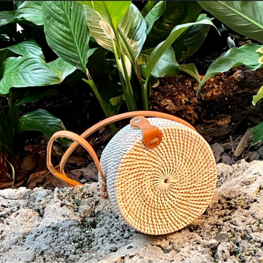 Handwoven Rattan Crossbody Bag